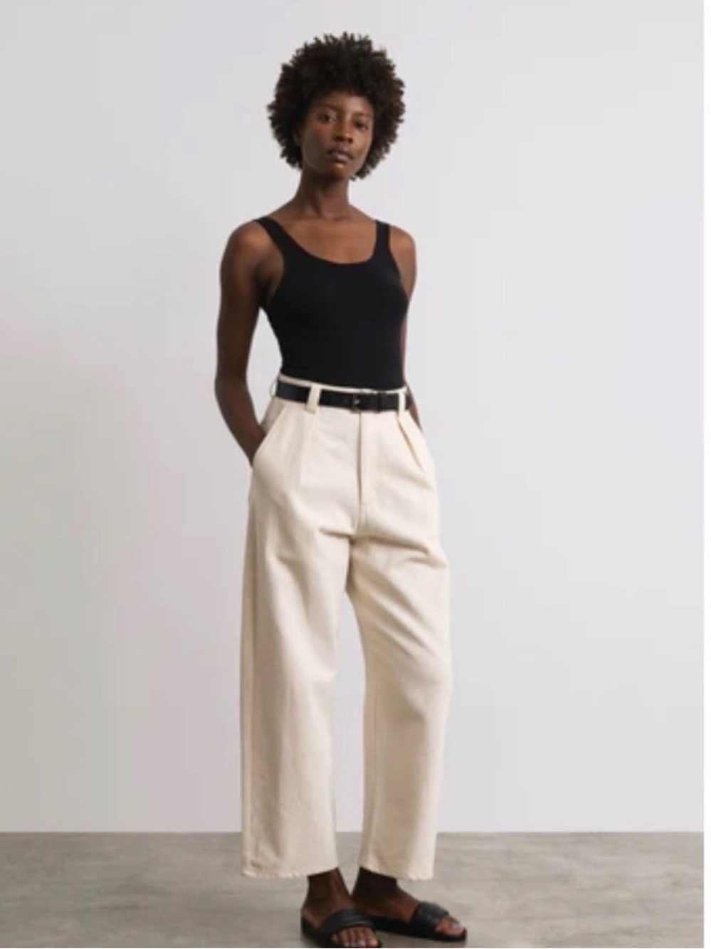 Ozma Of California Field Pant 1X Natural Cream Wide Leg Lagenlook Minimal Chic